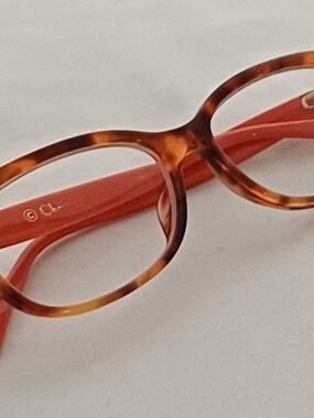 Christian Dior Tortoiseshell Oval Reading Glasses - Brown/Orange W/ Case
